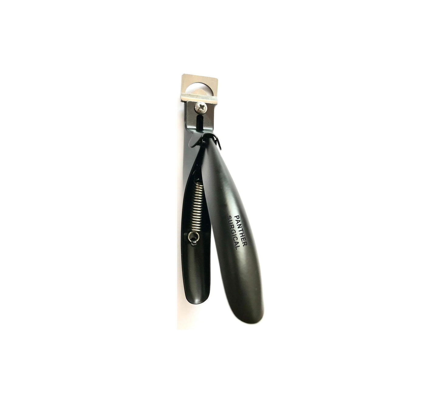 Black-handled acrylic nail cutter with stainless steel blade