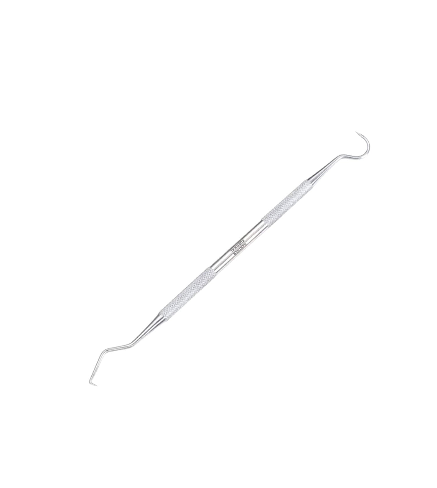 Double-ended stainless steel dental probe for oral hygiene