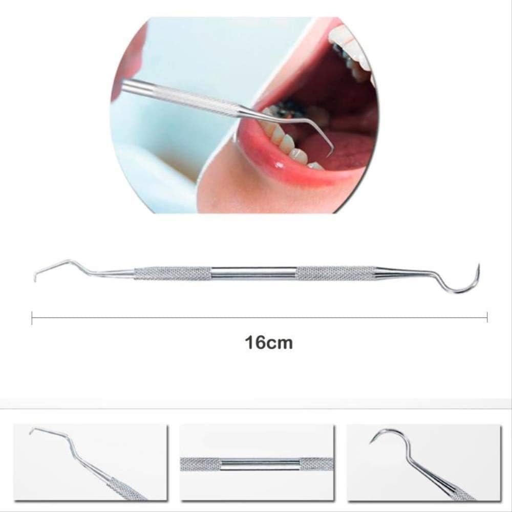 Dental explorer tool in use for teeth cleaning