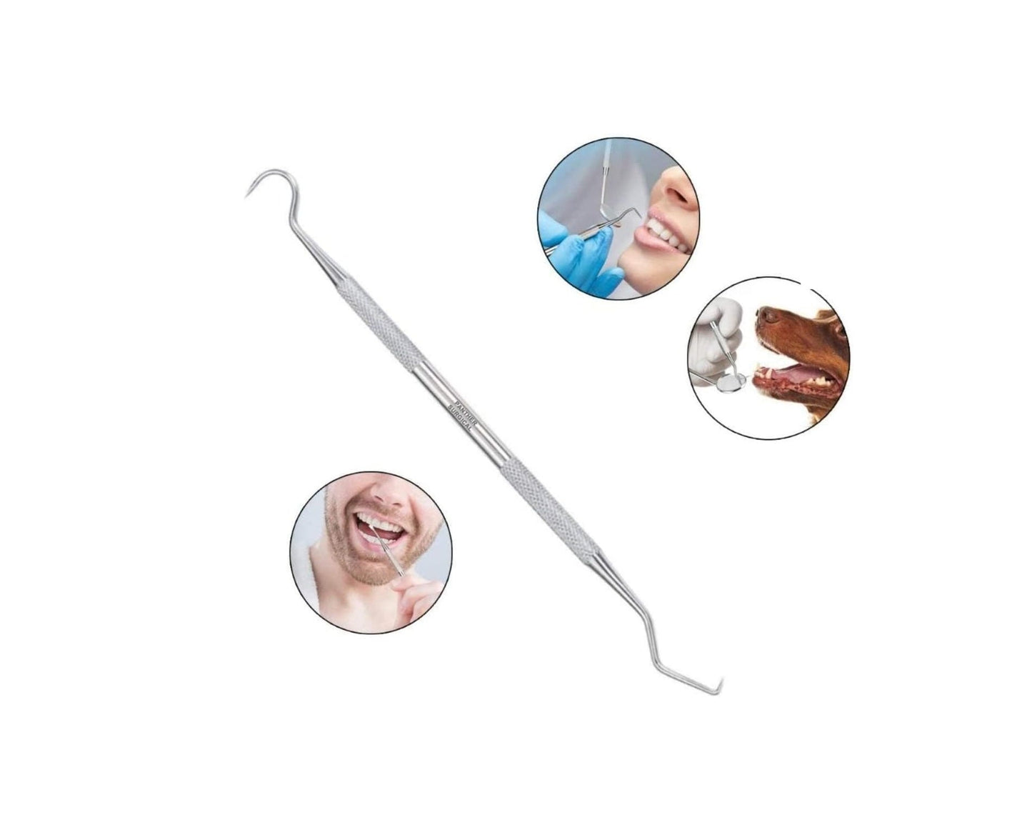 Stainless steel dental tool with multiple uses