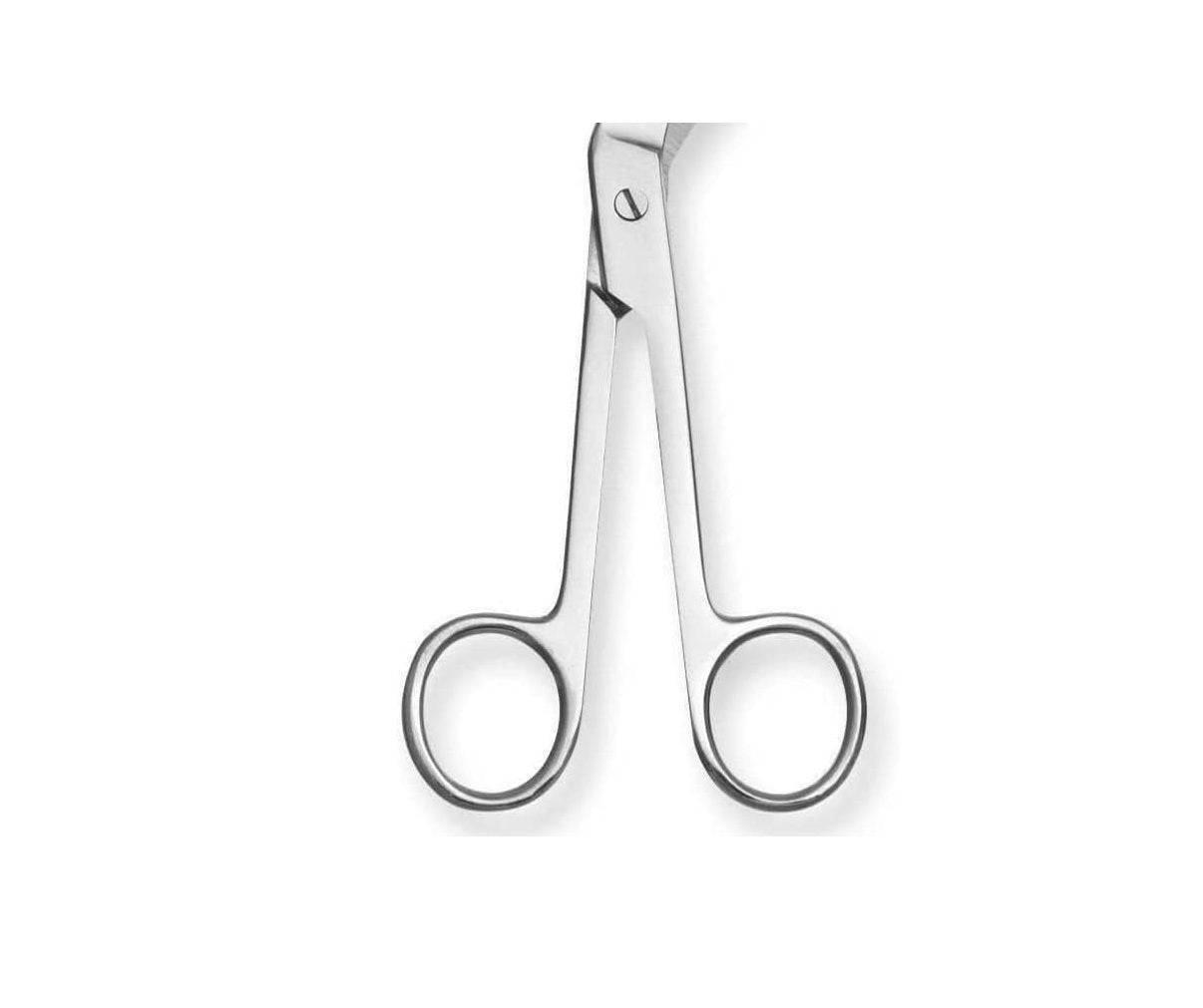 Handle view of stainless steel bandage scissors