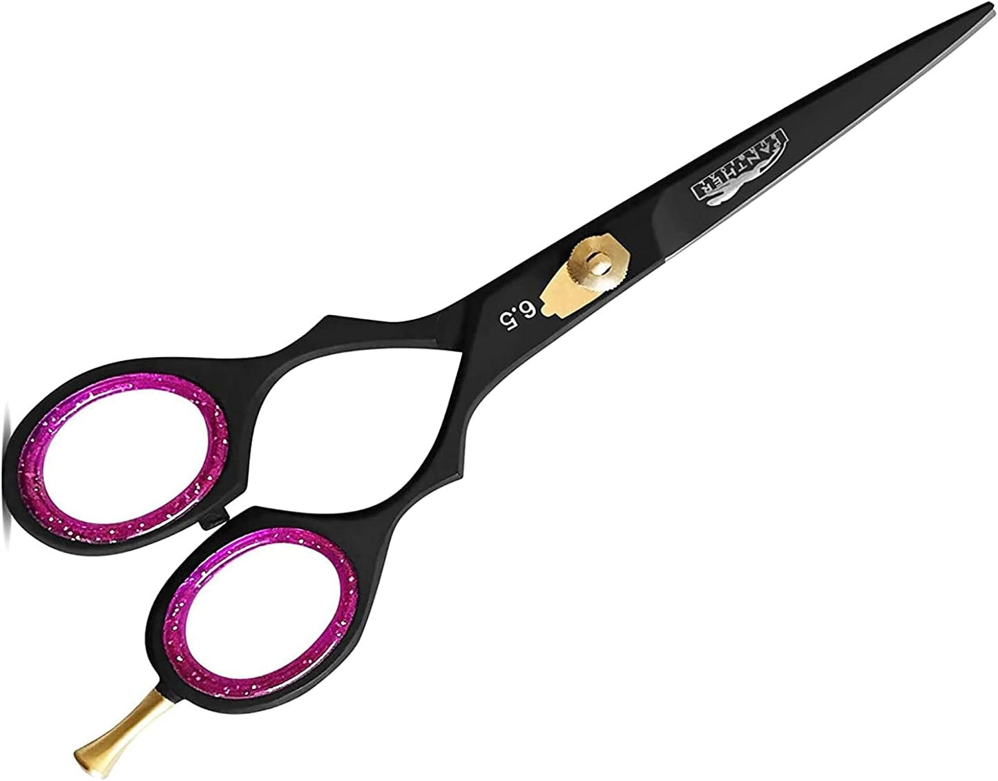 sharp edge barber scissors with pink rings