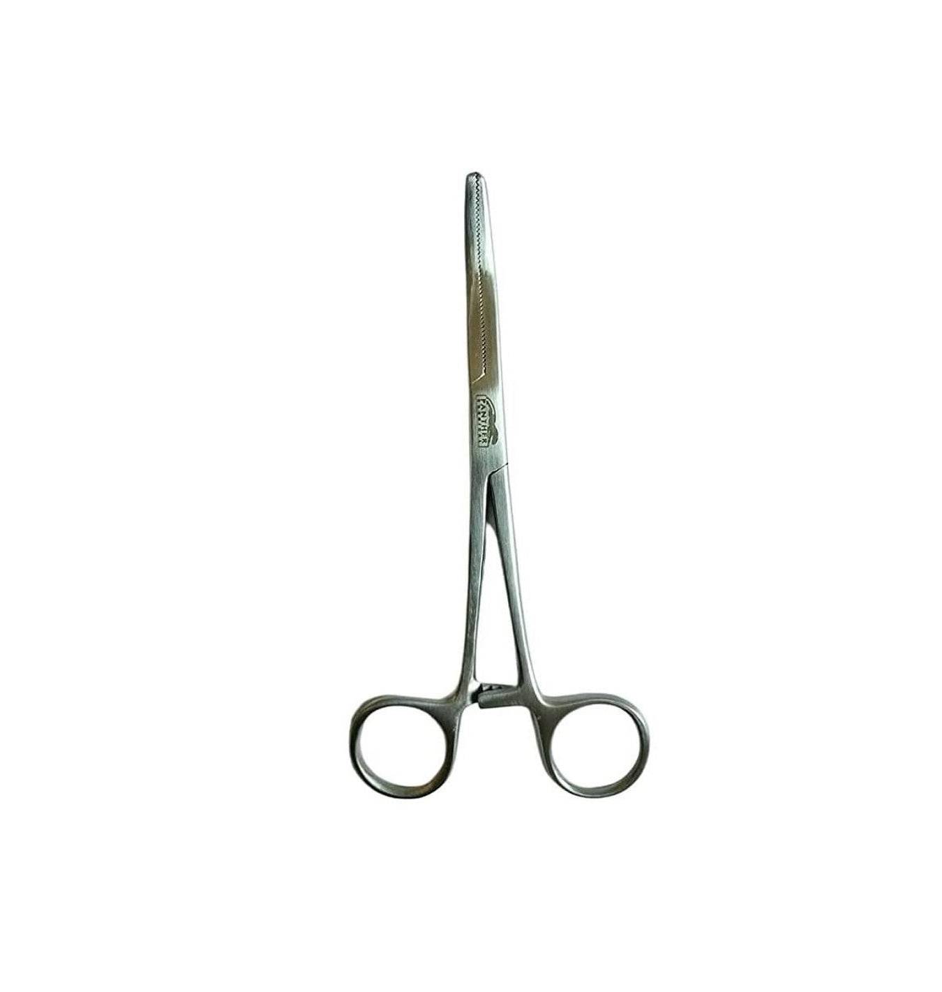 Single stainless steel curved fishing forceps, 8 inches