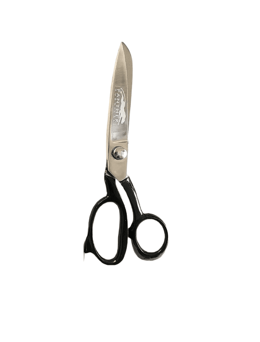 Stainless steel dressmaking scissors with black handle