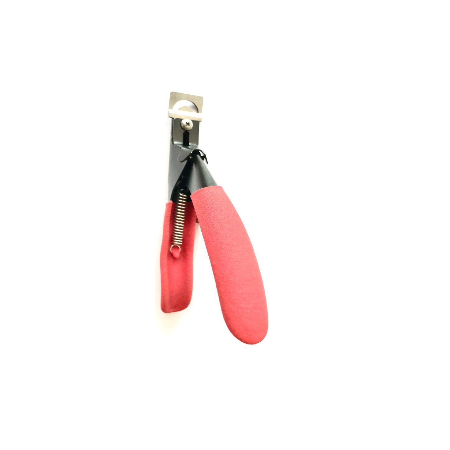 Red-handled acrylic nail cutter with stainless steel blade