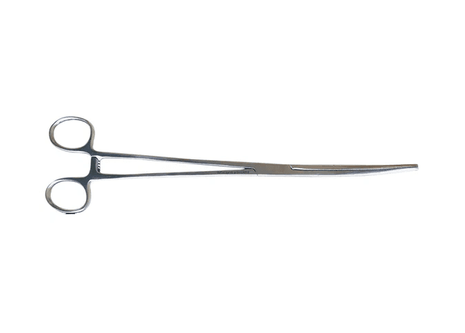 Curved fishing forceps in stainless steel