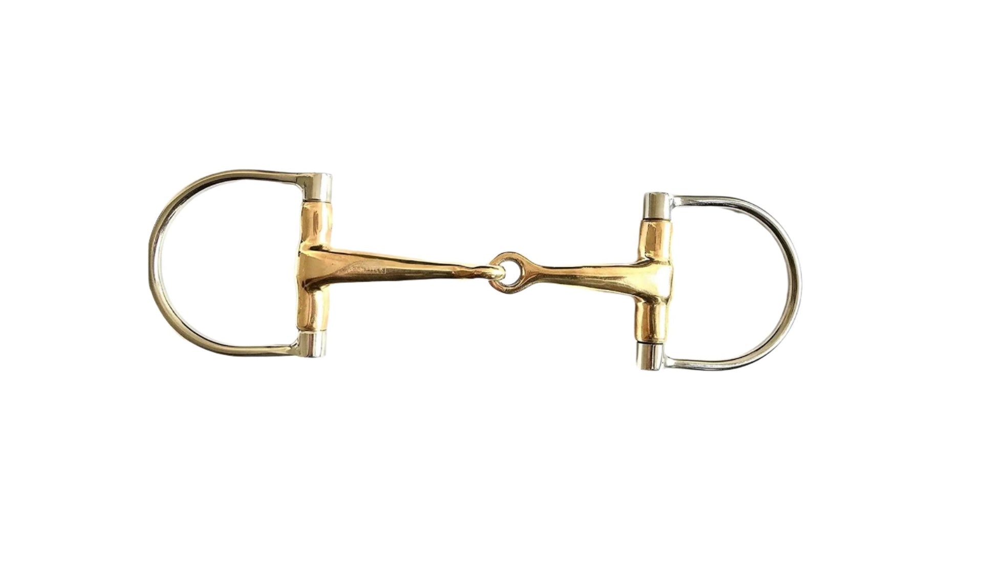 Equestrian stainless steel snaffle bit with copper joint