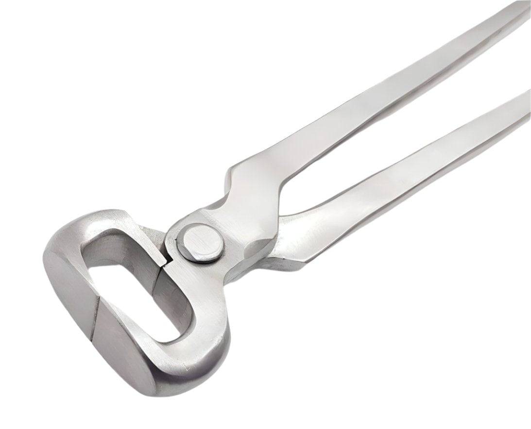 Solid stainless steel hoof nipper side view