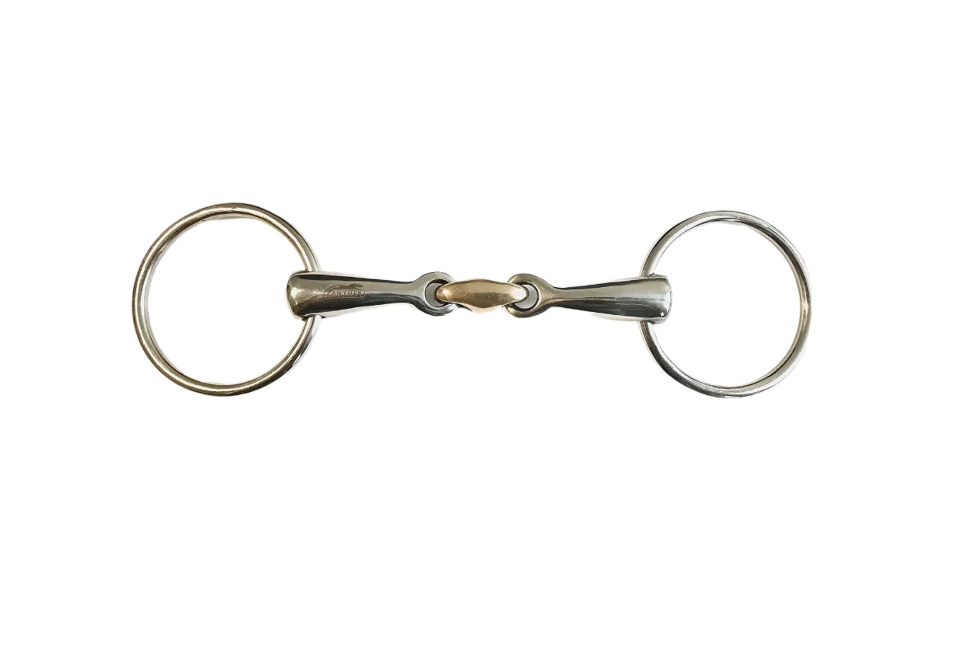 Equestrian snaffle bit with brass lozenge, 5-inch