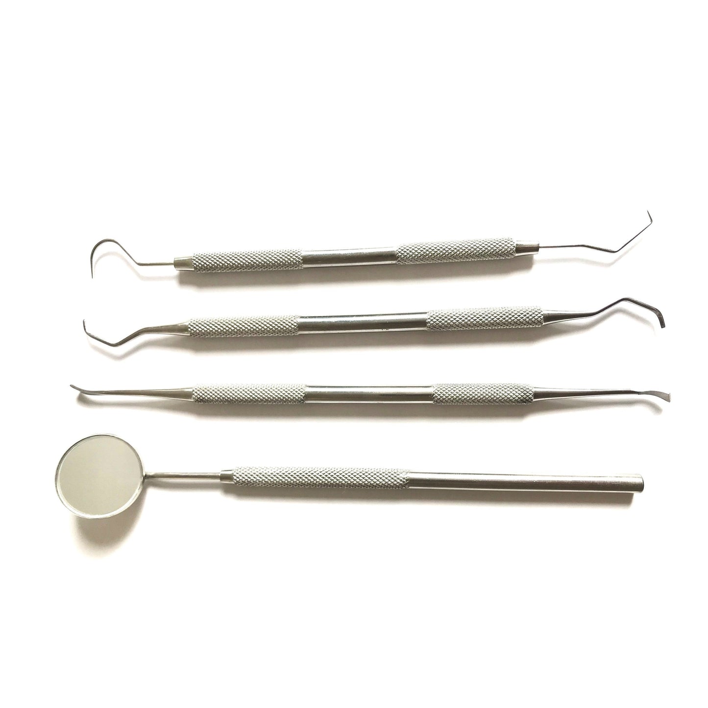 Four-piece stainless steel dental hygiene tool set