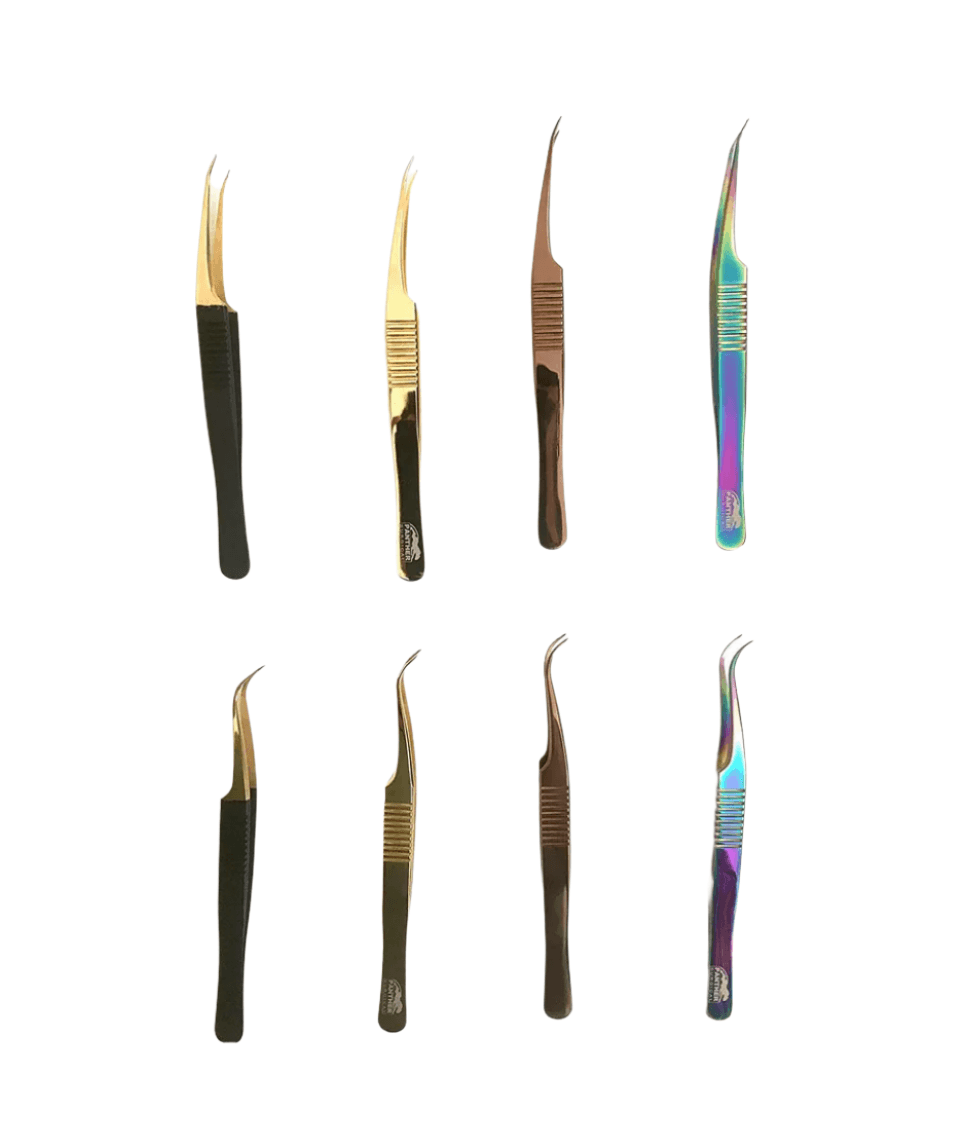 Beauty Care Saloon Plucking Eyebrow Curved & Angled Colored eyelash Tweezers