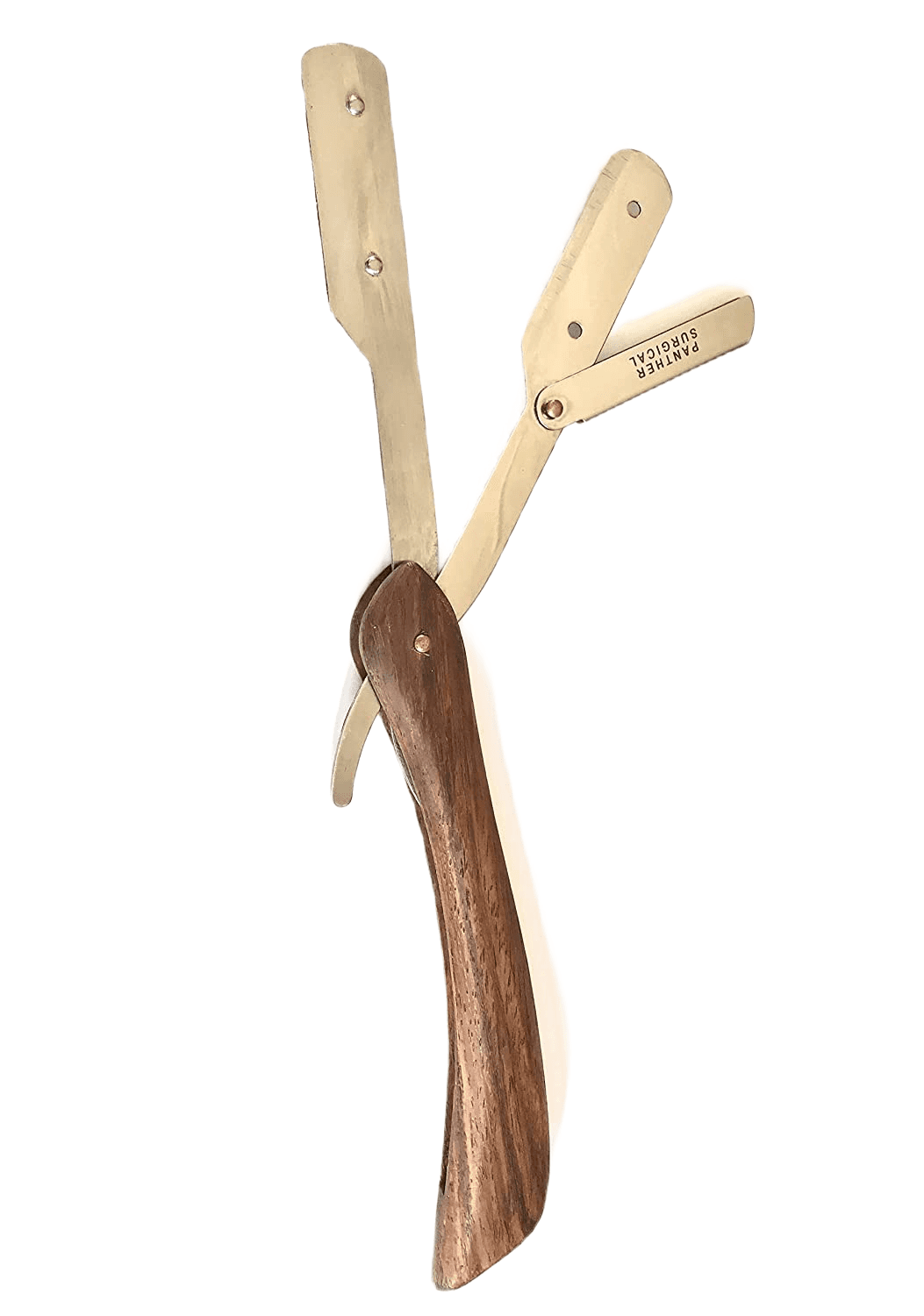 Open wood handle straight edge razor